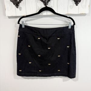 Vineyard Vines Whale Embroidered Mini Skirt Navy Gold Whales Size 10
